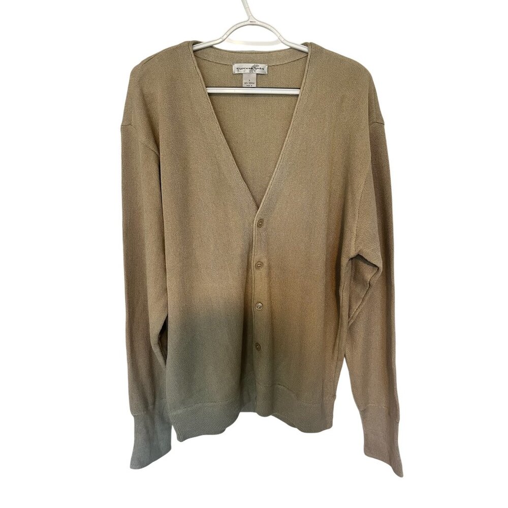 Cypress Links Beige V Neck Mens Cardigan Sweater Sz Large